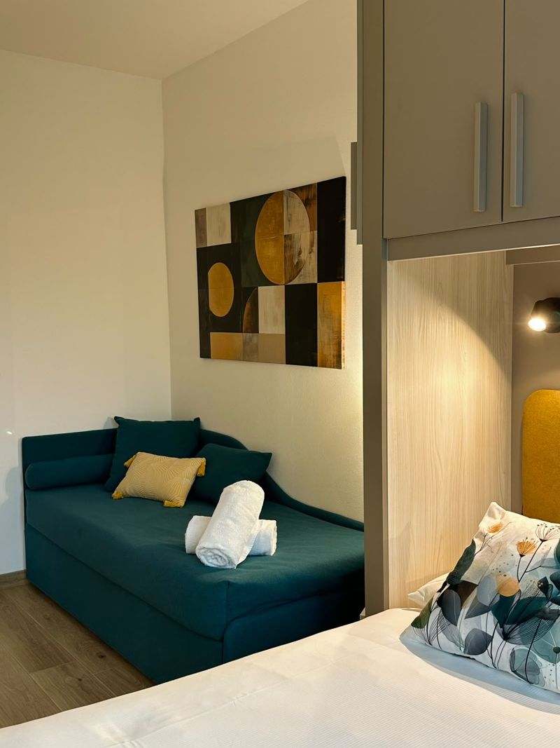 The extra bed for a child in the bedroom